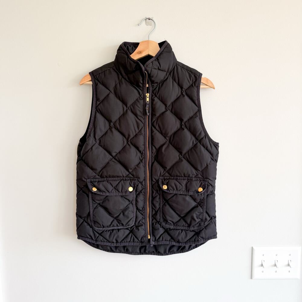 J. Crew Excursion Zip Up Mock Neck Outdoor Casual Quilted Vest Black S